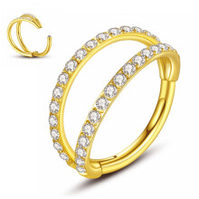 Yrogcu 16G Gouden 8mm Hinged Neusring Hoepel met Diamanten voor Septum, Helix, Daith, Lip, en Buikpiercing met CZ
