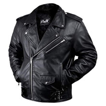 HWK Brando Leder-Motorradjacke fr Herren, echte schwarze Lederjacke mit abnehmbarer CE-Rstung und Mikro-Polyester-Thermofutter fr wetter- und wass