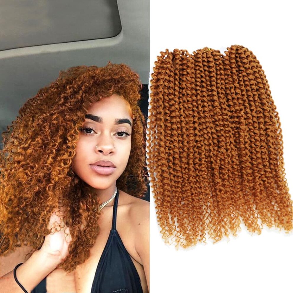 Sharopulp Unisex Orange 3Pcs/Pack Kinky Curl 12Inch Afro Kinky Twist Hair Crochet Braids Soft Synthetic Crochet Hair Extention (Ginger )