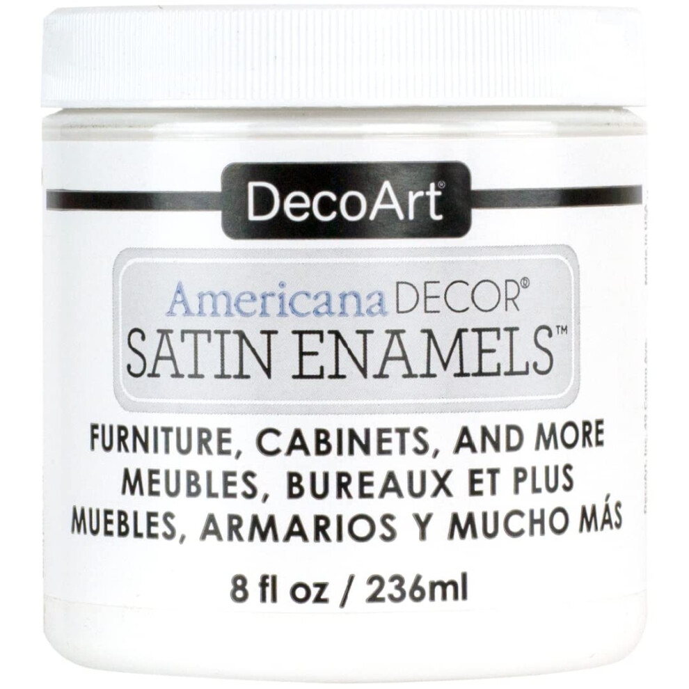 DecoArt Satin Enamels Acrylic Paint  8 fl. oz. Jar  Pure White (Pack of 1)