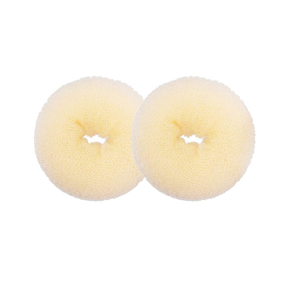 Kitjans Unisex Cream Hair Donut Bun Maker, Ring Style Bun, 2Pcs Chignon Hair Medium Doughnut Shaper For Short And Thin Hair (Medium, 3 Inch/Beige)