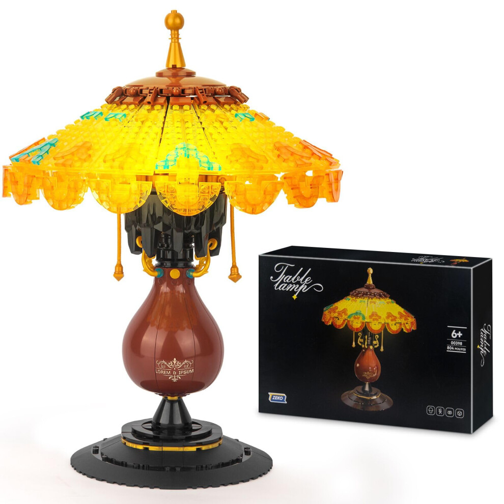 Vziimo Ideas Table Lamp Mini Building Block Set  Creative Retro-Style Table Lamp Model  Collection Home D?cor Birthday for Adults and Kids 8