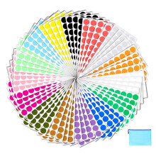 Pacote de 2400 Etiquetas Adesivas Coloridas Redondas 3/4" - 15 Cores Sortidas, Bolsa com Zíper Inclusa