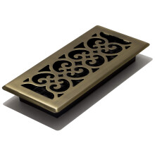 Decor Grates SPH410-A Scroll Design Floor Register 4x10 Antique Brass Finish