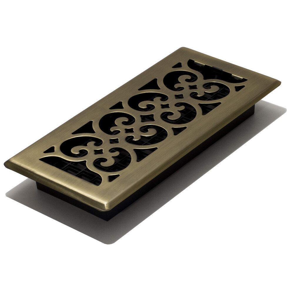 Decor Grates Sph410-A Scroll Design Floor Register 4X10 Antique Brass Finish 771308004761