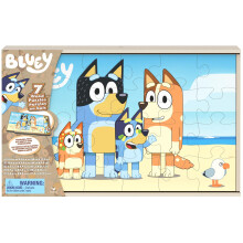 Bluey 7 puupalapeli , palapelipaketti, 12-osainen, 16-osainen, 24-osainen, helppo Disney Jr. -sarjakuva s ilytysalustalla, lapsille 4-vuotiaista