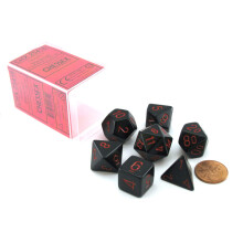 Kocky Chessex: Sada polyedrick ch 7 nepriehladn ch kociek - cierna s cervenou