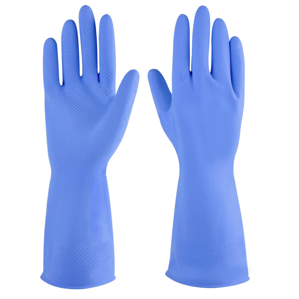 IUCGE Rubber cleaning gloves blue 3 Pairs for Household,Reuseable dishwashing gloves for Kitchen.(3,XL)