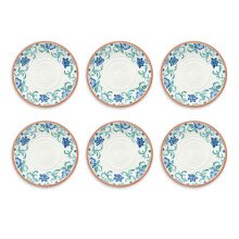 TarHong Rio Turquoise Floral Dinner Plate, 10.5", Melamine, Set of 6