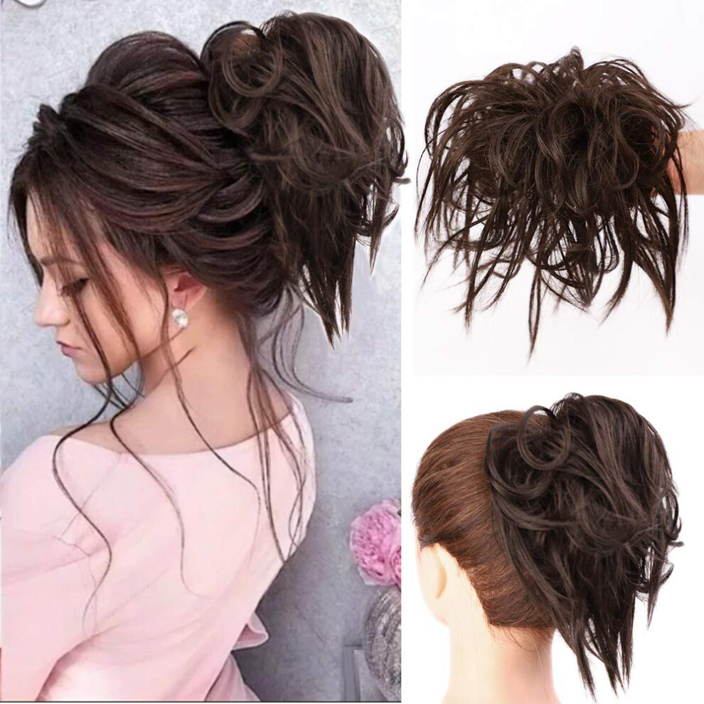 Lets Lativ Messy Hair Bun Tousled Updo Hair Scrunchies Extension With Elast
