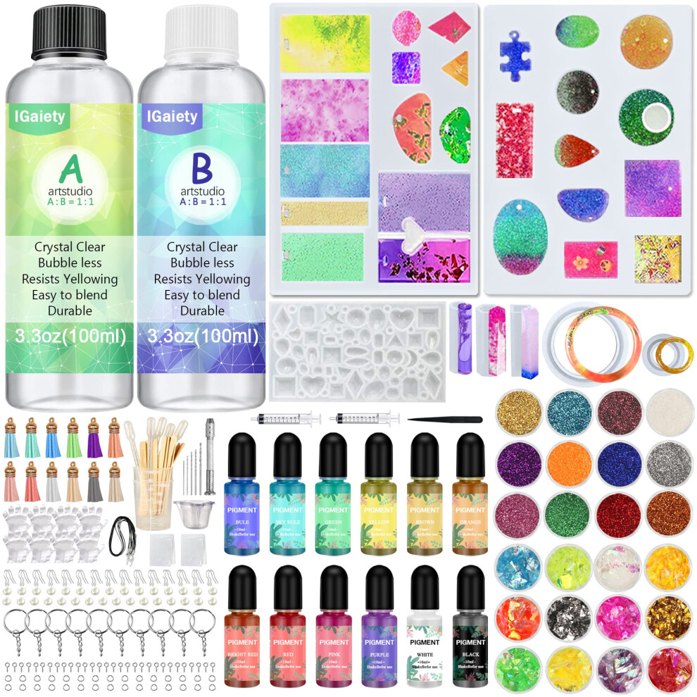 IGaiety Resin Jewelry Making Kit 240 Pcs Silicone Epoxy Resin Mold Key