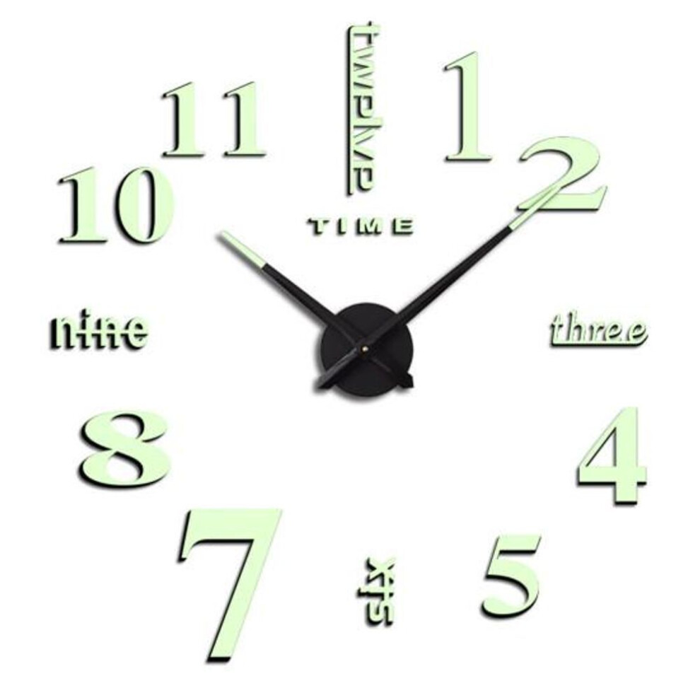 3D Diy Acrylic Luminous Mirror Surface Wall Sticker Clock Living Room Decor