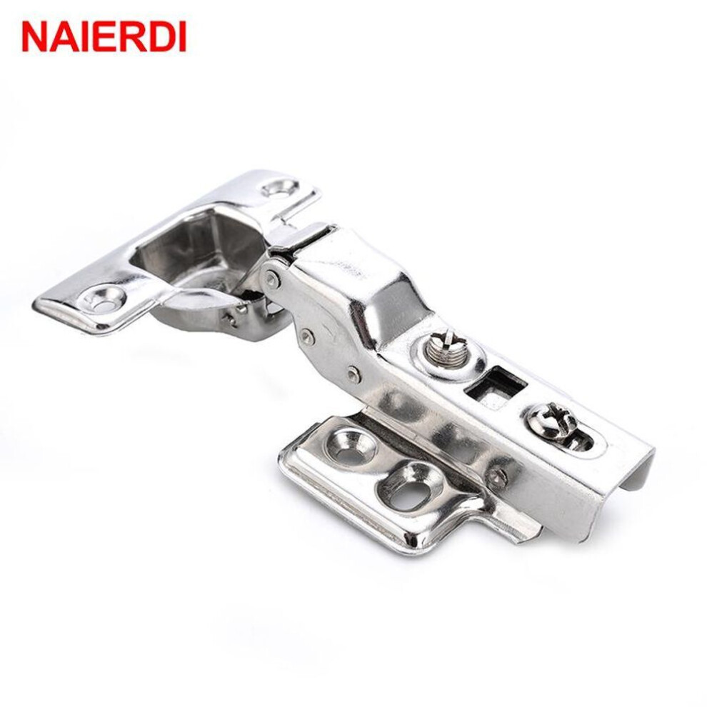 (Half Overlay) NAIERDI Cabinet Hinge Stainless Steel Kitchen Door Hydraulic Hinges Damper Buffer Furniture Hardware