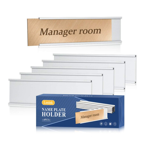 Lenink 6 Pack Name Plate Holder  Wall Mount Office Door Name Plate Hol