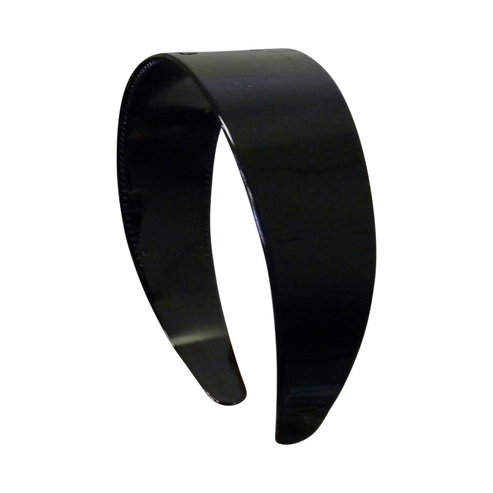 Bandeau en plastique dur de 2 pouces avec dents pour femmes et filles, large bandeau pour cheveux (noir)