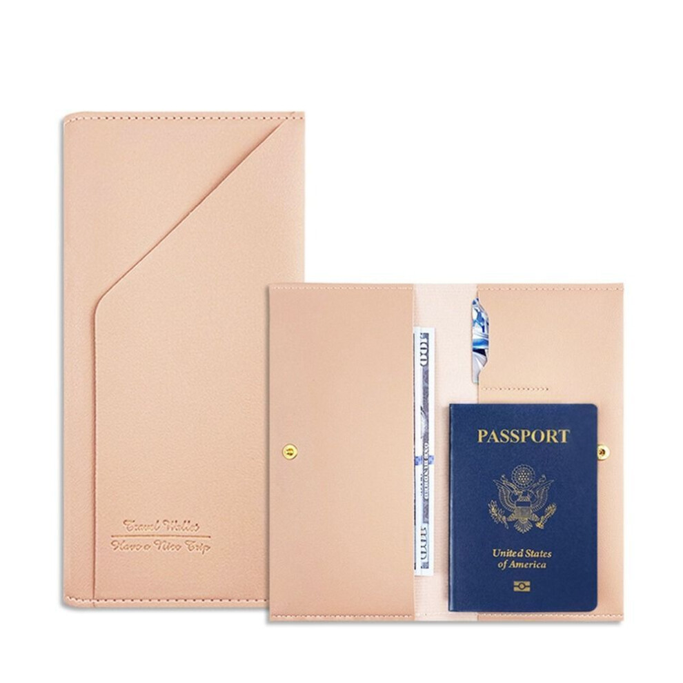 (pink) Travel Accessories Pu Leather Passport Cover Card Case Ticket Holder Passport Clip  Travel