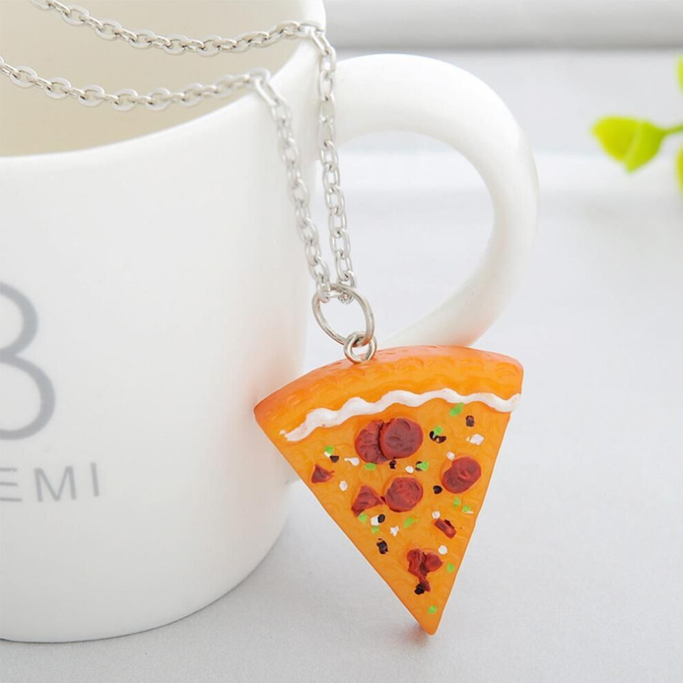 7Pcs Charm Jewelry Orange Best Friends Pizza Slice Pendant Friendship Family Chain Necklace