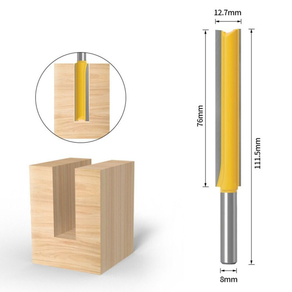 (3) Straight Tooth 8mm Shank Woodworking Tool Slotting Cutter Router Bits Milling Cutter Drill Bit
