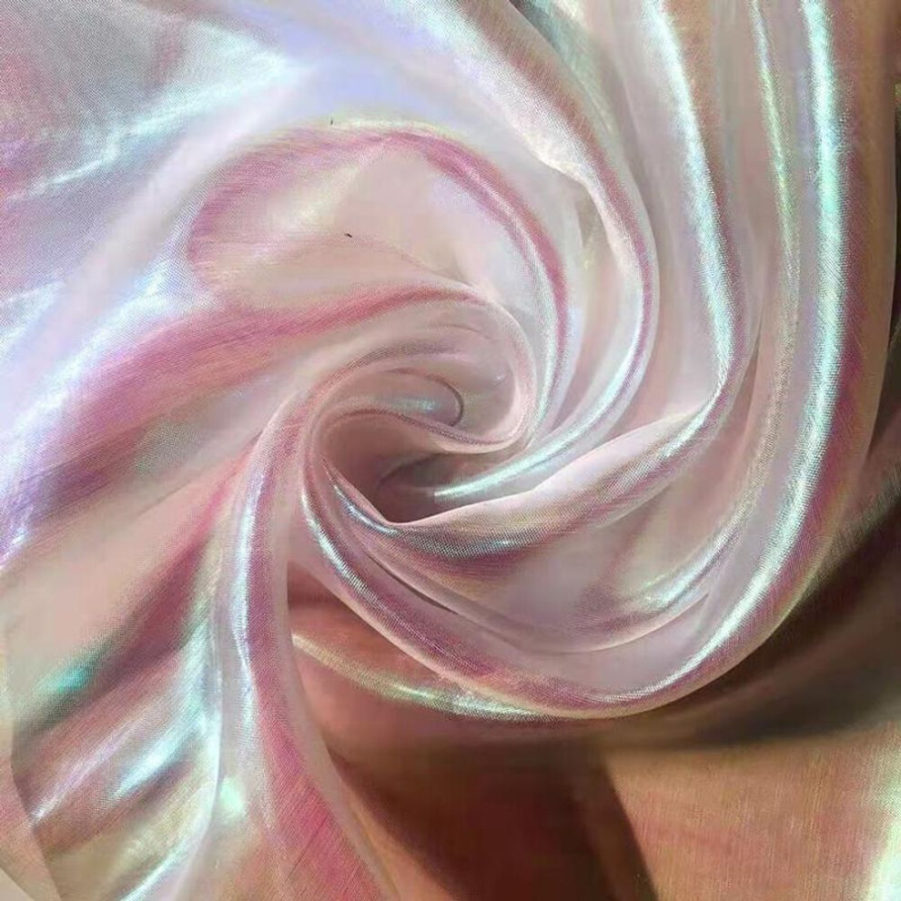 (white) Laser Tulle Fabric Silk Chiffon Fluorescent Yarn Organza Glass Yarn Colorful Sewing Mesh Cloth