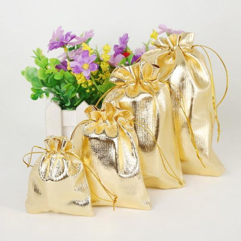 (gold, 10x15cm) 10pcs Wedding Birthday Party Organza Gift Bag Candy Bag Gold Silver Jewelry Gift Bag