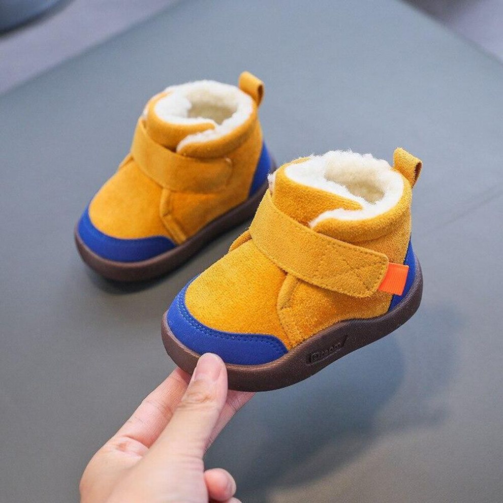(yellow, 16) Toddler Baby Boots Winter Boys Girl Warm Baby Snow Boots Plush Soft Bottom Infant Shoes Newborn Baby Outdoor Sneakers Kids Shoes