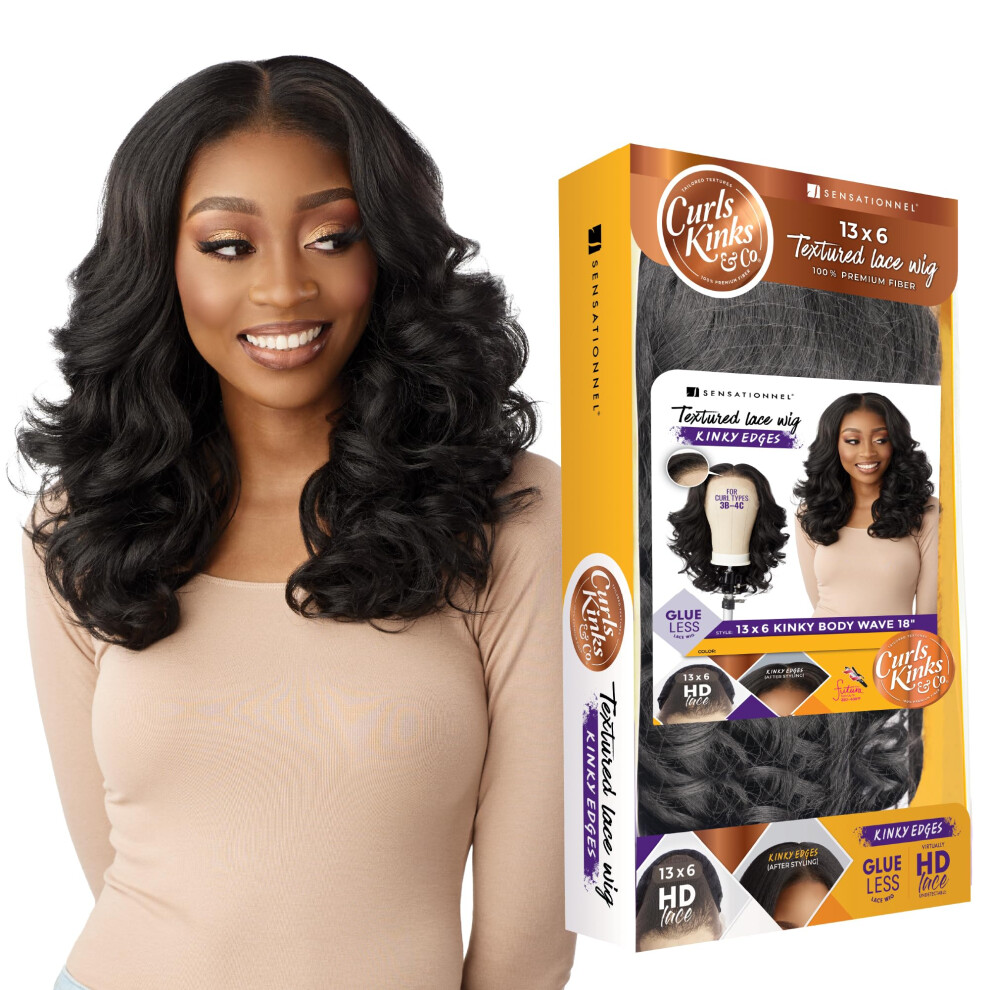 Sensationnel Kinky Edge 13x6 Lace Wigs - Kinky Edge Body Wave 18-inch