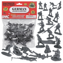 BMC CTS WW2 German Assault & Medics Plastic Army Men - 24pc Gray Soldi