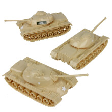 TimMee M48 Patton Tank 3-Piece Tan Set - 6.5-Inch, 1:48 Scale - Made in USA - Product Code 67718