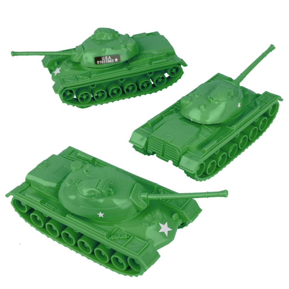 TimMee Toy Tanks for Plastic Army Men Green WW2 3pc Made in
