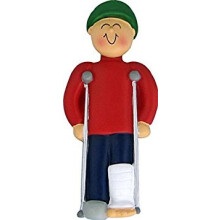 On Crutches - Christmas Ornament (Male)