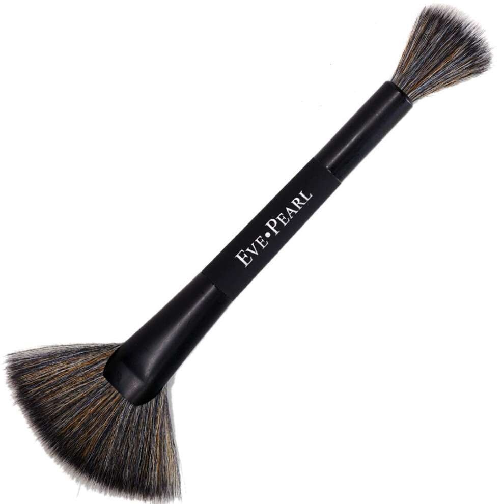 EVE PEARL Dual Ended Brush Contour Concealer Blender Fan Liner Highlighter Brow Cruelty Free Hypoallergenic Easy Blending Makeup Brushes (B2