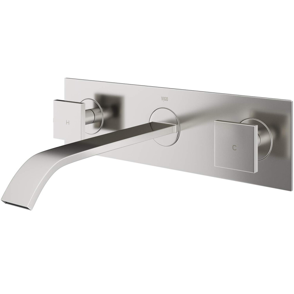Photos - Tap VIgO Titus 3125 inch H Two Handle Bathroom Faucet in Brushed Nickel - Wall Mount Faucet - Rough-in Valve included Vg05002BN