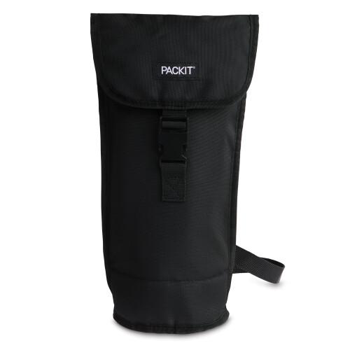 PackIt Freezable Wine Bag Black Large - EcoFreeze Technology, Foldable & Reusable with Shoulder Strap (PKO-WN-BAK)