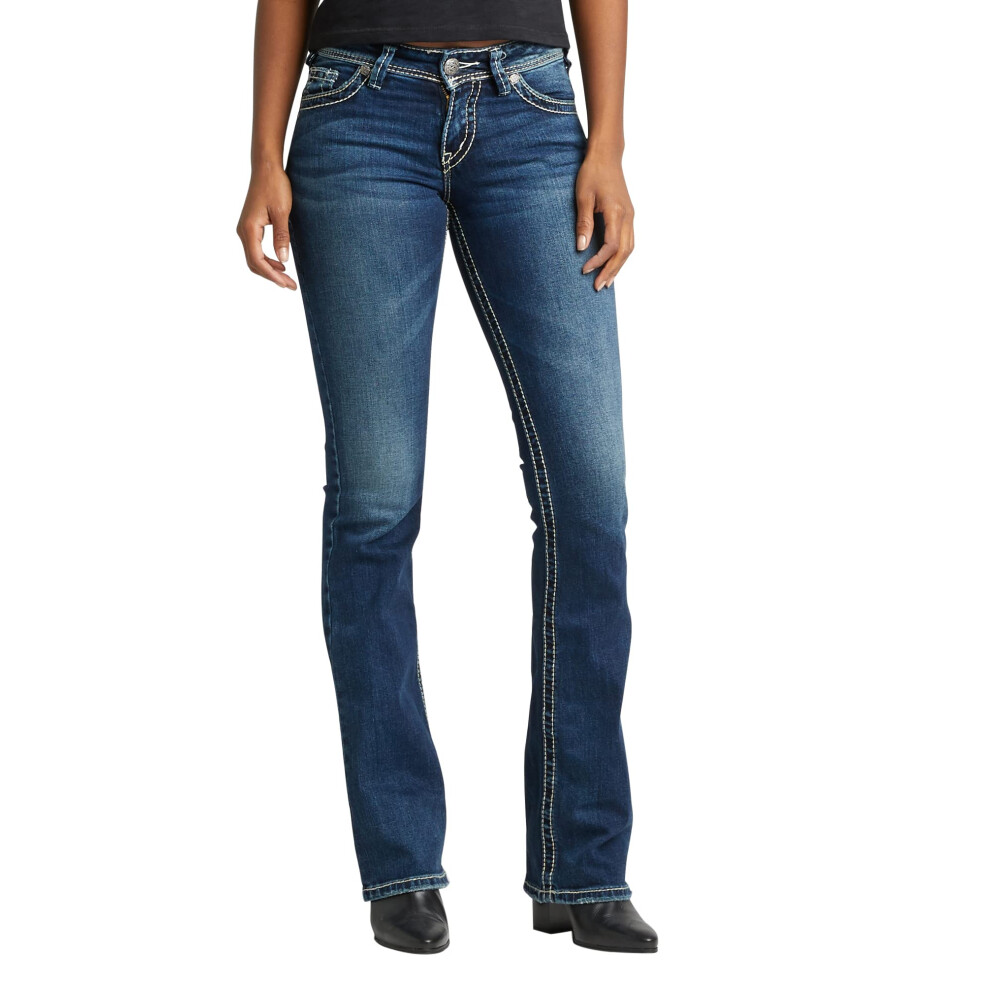 Jean bootcut taille mi-haute Suki pour femme de Silver Jeans Co., indigo, 36 l x 34 L