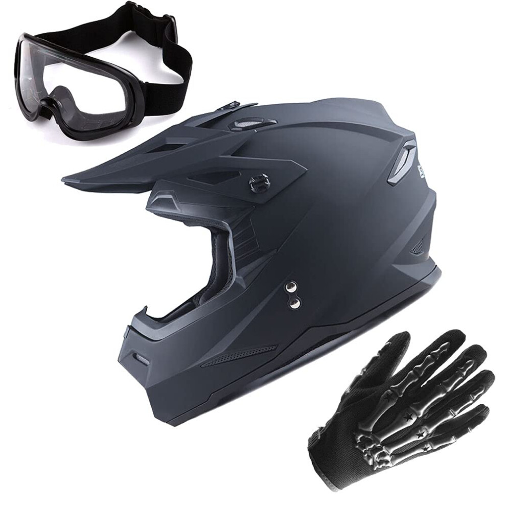 1Storm Motocross Adult Helmet Bmx Mx Atv Dirt Bike Helmet Matt Black 840036836699
