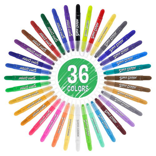 U.S. Art Supply Σουπερ Κραγιόν Σετ 36 Χρωμάτων - Λαμπερά, Αναμειγνύομενα και Πλενόμενα 1