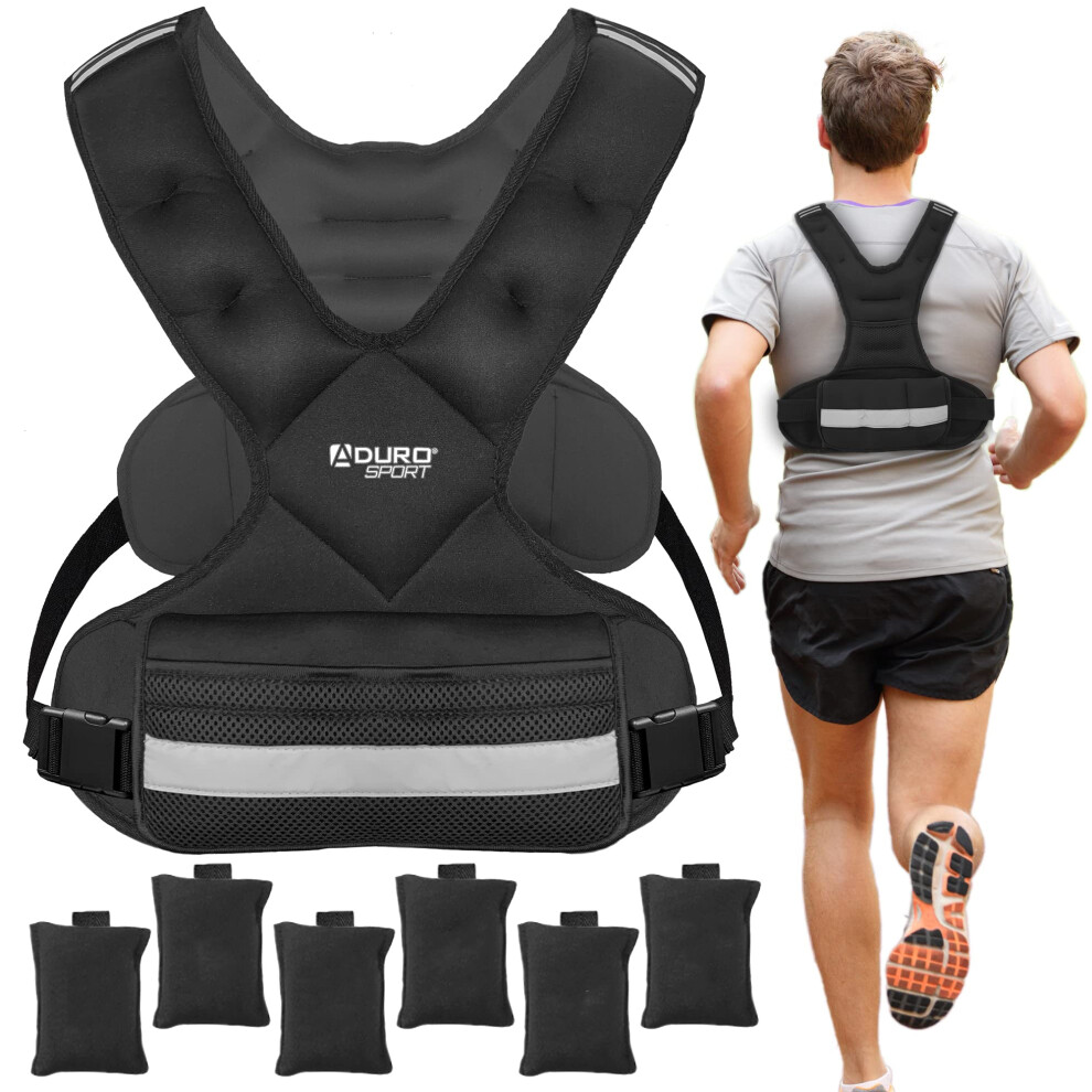 Gilet lest? r?glable Aduro Sport, ?quipement d'entra?nement, gilet lest? de 20 ? 32 lb pour hommes, femmes, enfants, noir