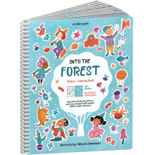Into The Forest Stickers + Coloring Book by Cupkin: Innovative Side by Side Sticker Books Lays Flat - Spiral Binding - 500+ Nature Stickers