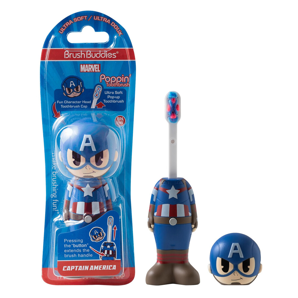 Brush Buddies Marvel Captain America Toothbrush for Kids  Soft & Round