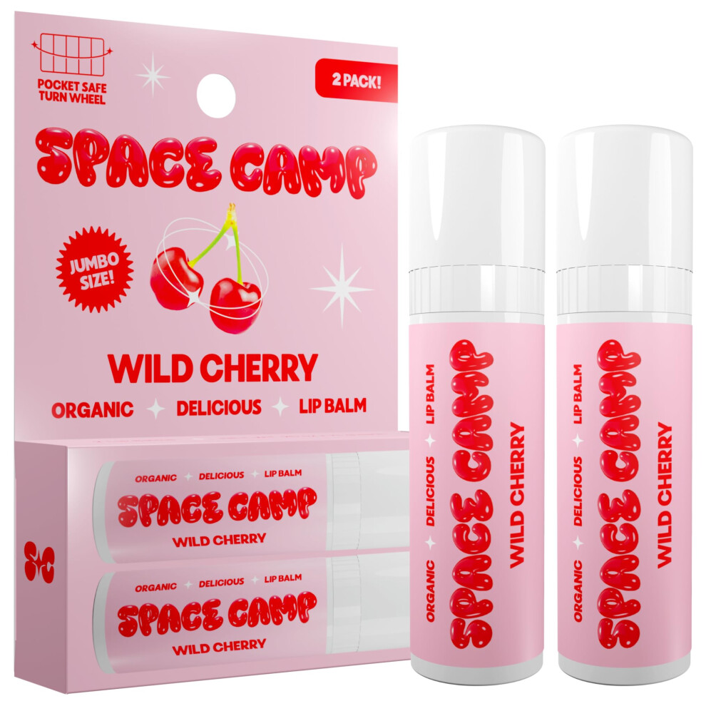 Space Camp Wellness Jumbo Lip Balm  Wild Cherry Organic Flavored Balm 2 Pack
