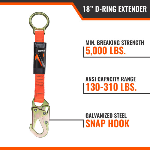 Malta Dynamics 18” D-Ring Extender με Snap Hook για Προστασία από Πτώσεις 2