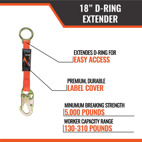 Malta Dynamics 18” D-Ring Extender με Snap Hook για Προστασία από Πτώσεις 1