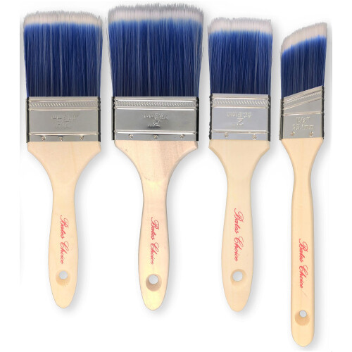 Pincéis de Tinta Bates - Pacote com 4, Cabo de Madeira, Conjunto Profissional