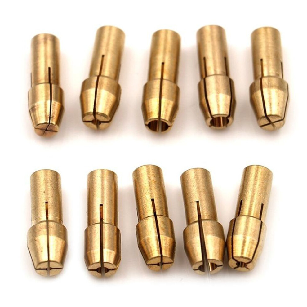 (gold) 10pcs Mini Drill Chucks Adapter 0.5mm-3.2mm Dremel Mini Drill Chucks Chuck Adapter Micro Collet Brass For Power Rotary Tool