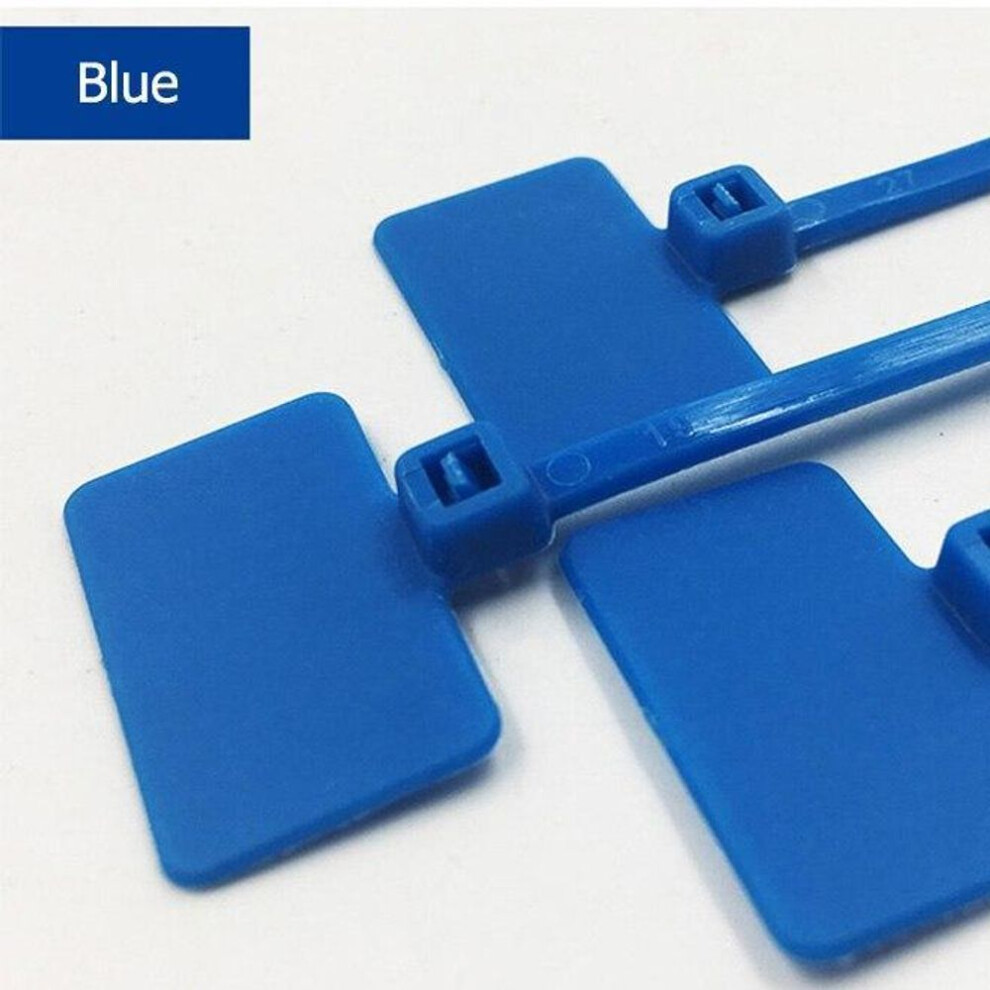 (blue) 50pcs 4*150mm Nylon Cable Ties Tag Labels Plastic Loop Ties Markers Cable Tag Self-locking Zip Ties
