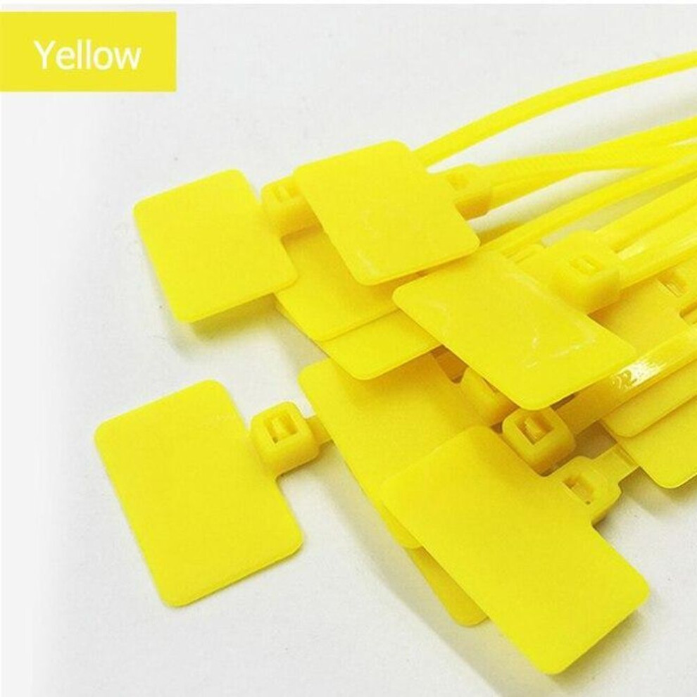 (yellow) 50pcs 4*150mm Nylon Cable Ties Tag Labels Plastic Loop Ties Markers Cable Tag Self-locking Zip Ties