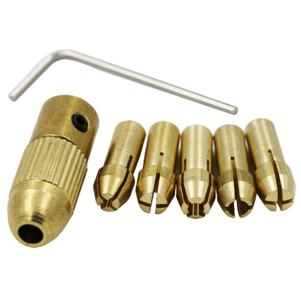 (7pcs/set) 7pcs Mini Drill Chucks 0.5-3.0mm Fit For Micro Twist Electronic Dremel Drill Collet Clamp Set Power Tool Accessories With Wrench