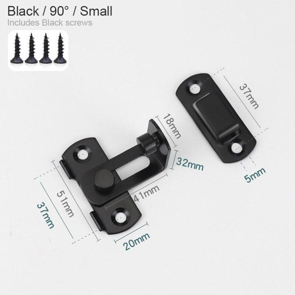 (Black Small Corner) Sliding Barn Door Latch For Locking Sliding 90/180 Degree Right Angle Door Lock Gate Bolt Wine Cabinet Closet Window Door Lock Plug
