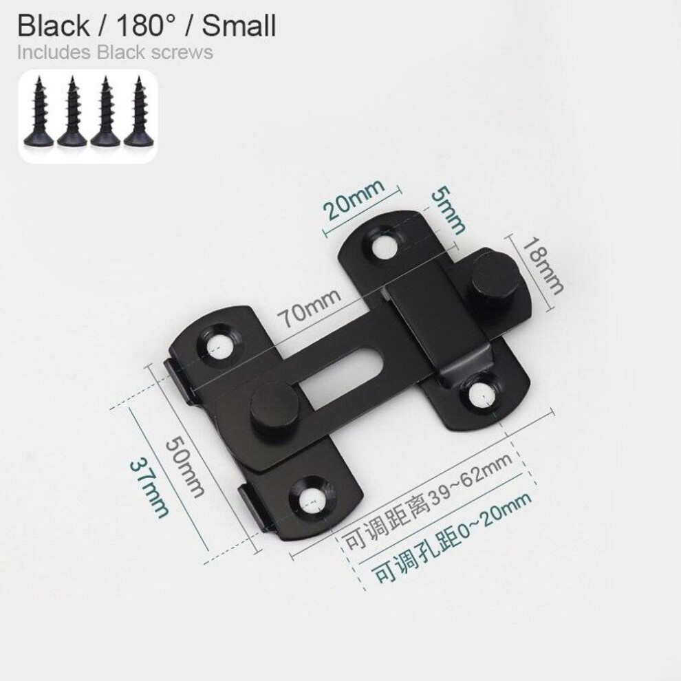 (Black Small Flat) Sliding Barn Door Latch for Locking Sliding 90/180 Degree Right Angle Door Lock Gate Bolt Wine Cabinet Closet Window Door Lock Plug