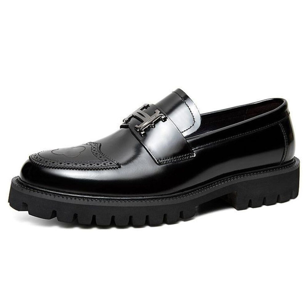 (black, 44) Dress Penny Loafers For Men Business Retro Formal Pu Leather Loafer Shoes Round Toe Lightweight Casual Stylish Slip On Wedding Party Shoe For Men